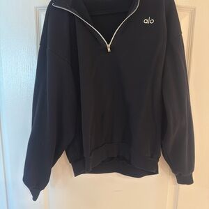 ALO Yoga Black Quarter-Zip Crewneck Pullover